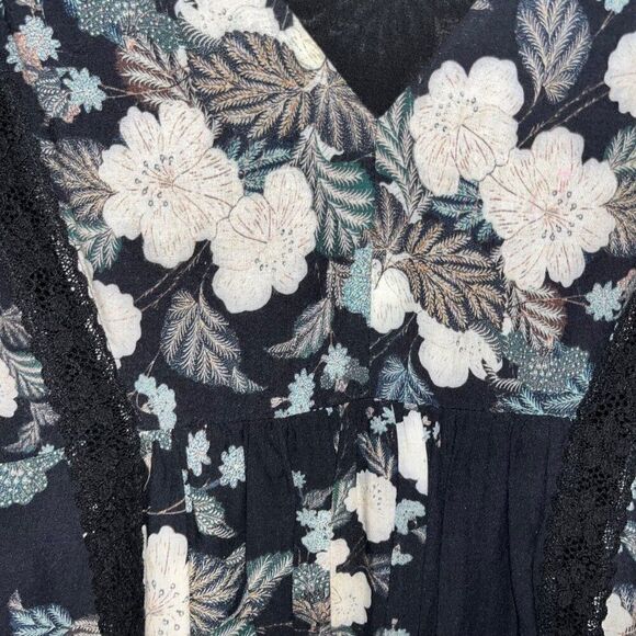 Love Johnny Was Dark Floral Lace Women's Blouse Rayon Romantic L - Picture 6 of 10